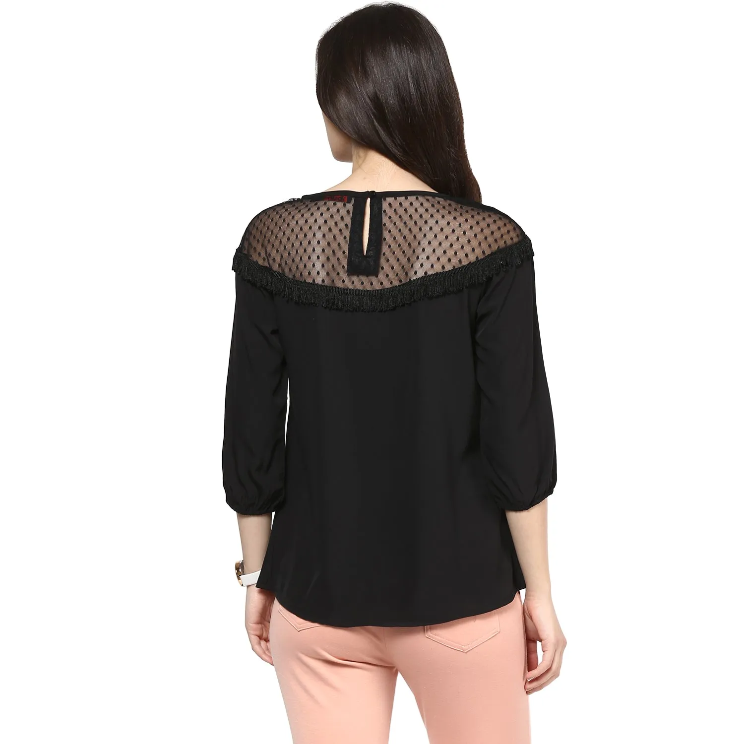 Black Top With Net At The Neck