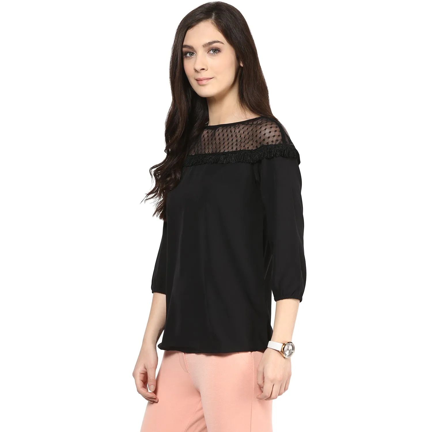 Black Top With Net At The Neck