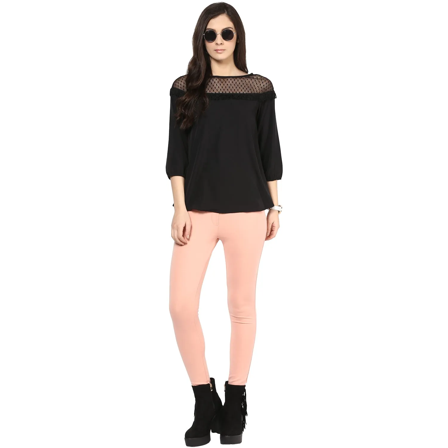 Black Top With Net At The Neck