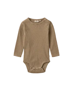 BODYSUIT WHEAT BEIGE RIB STRIPE