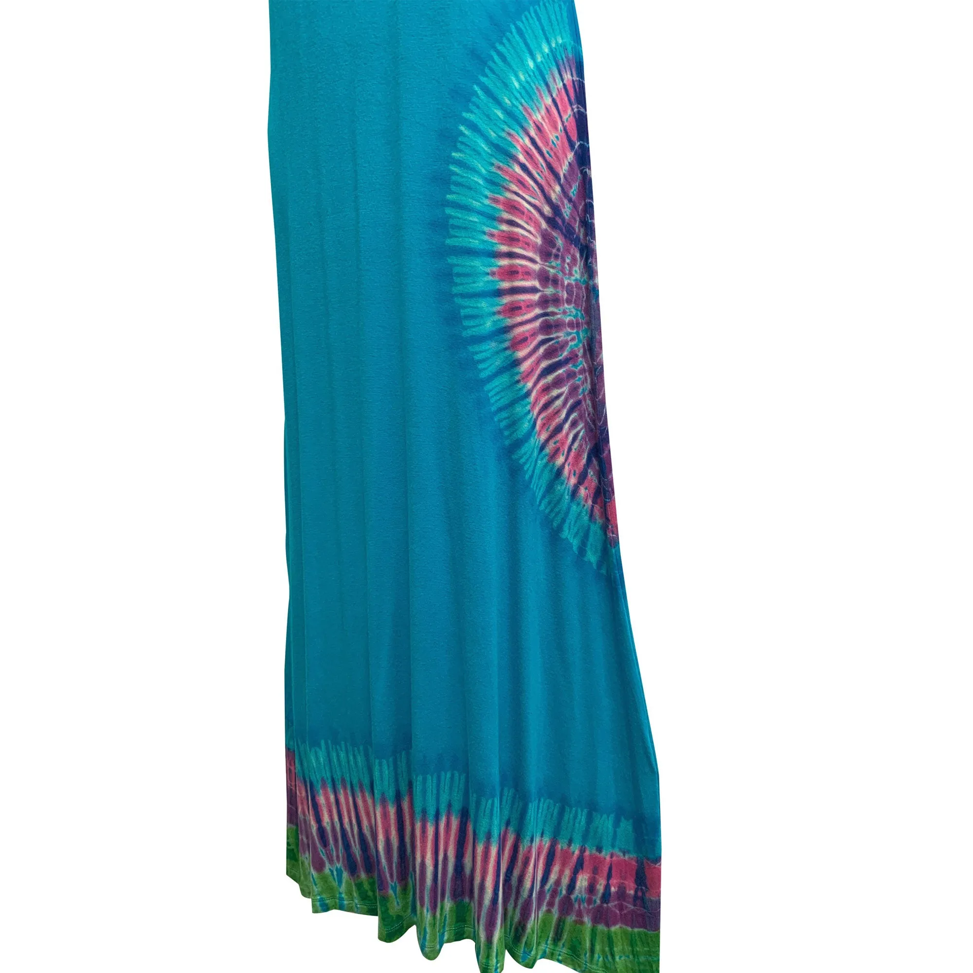 Boho hippie Tie-Dye stretchy spandex elbow sleeve long maxi dress