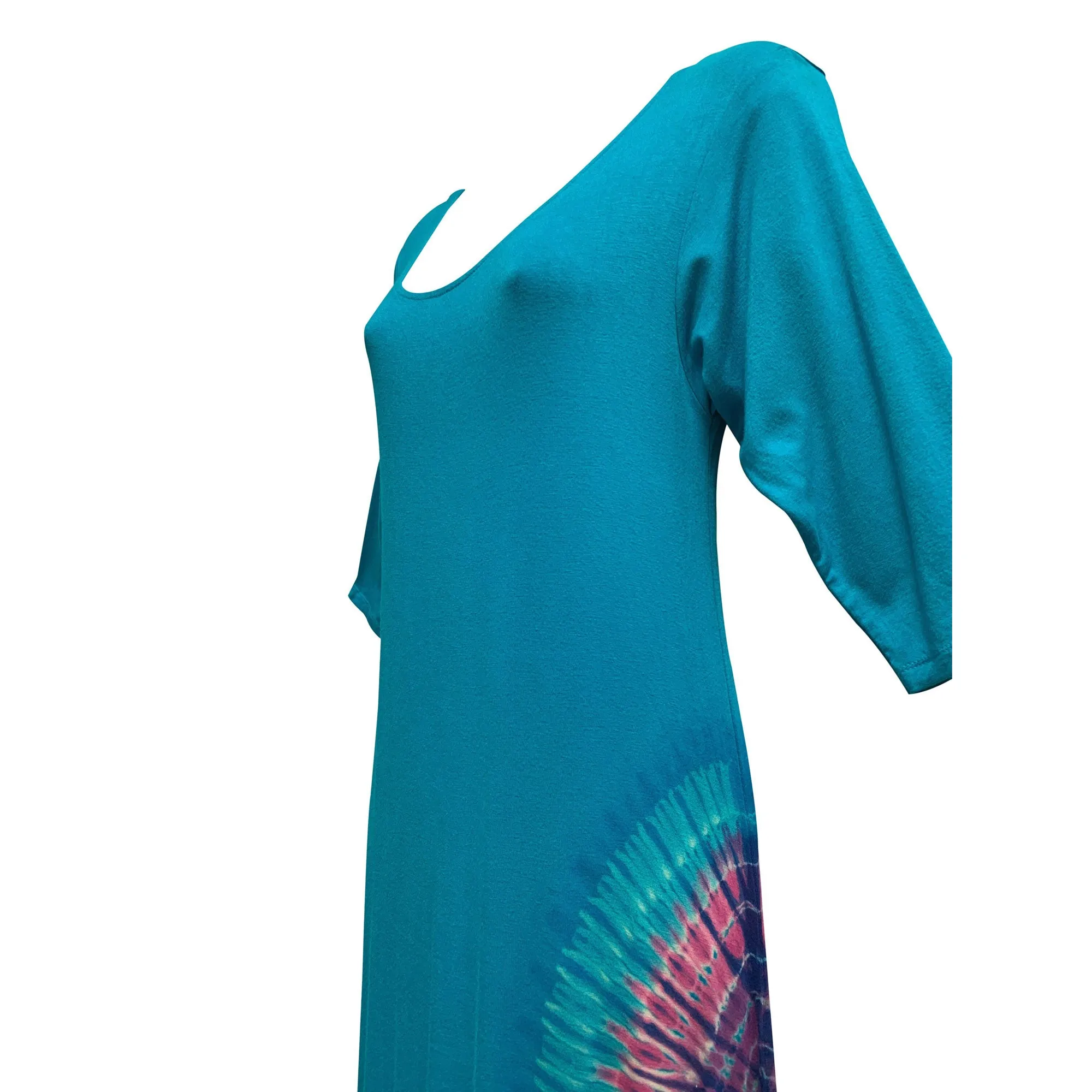 Boho hippie Tie-Dye stretchy spandex elbow sleeve long maxi dress