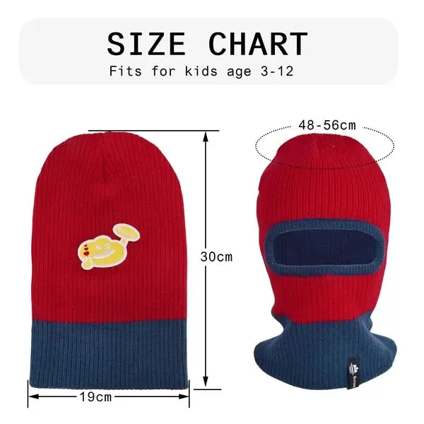 Botack Kids Knitted Balaclava Ski Mask, Winter Warm Elastic Balaclava Face Mask for Skiing Snow Sports Girls Boys