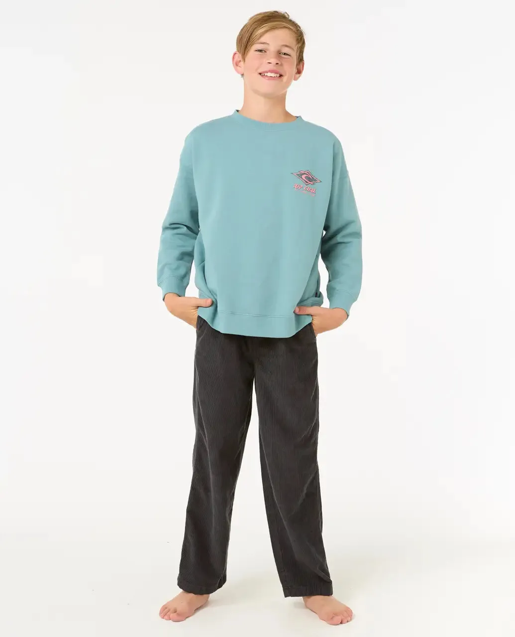 Boys Raw Energy Crew Sweatshirt in Blue Lagoon