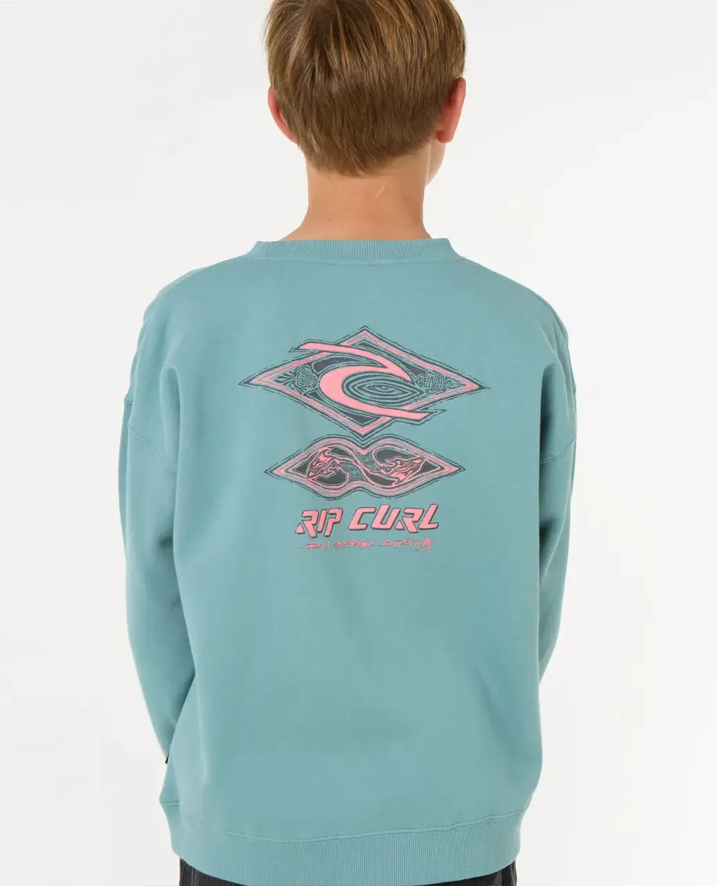 Boys Raw Energy Crew Sweatshirt in Blue Lagoon