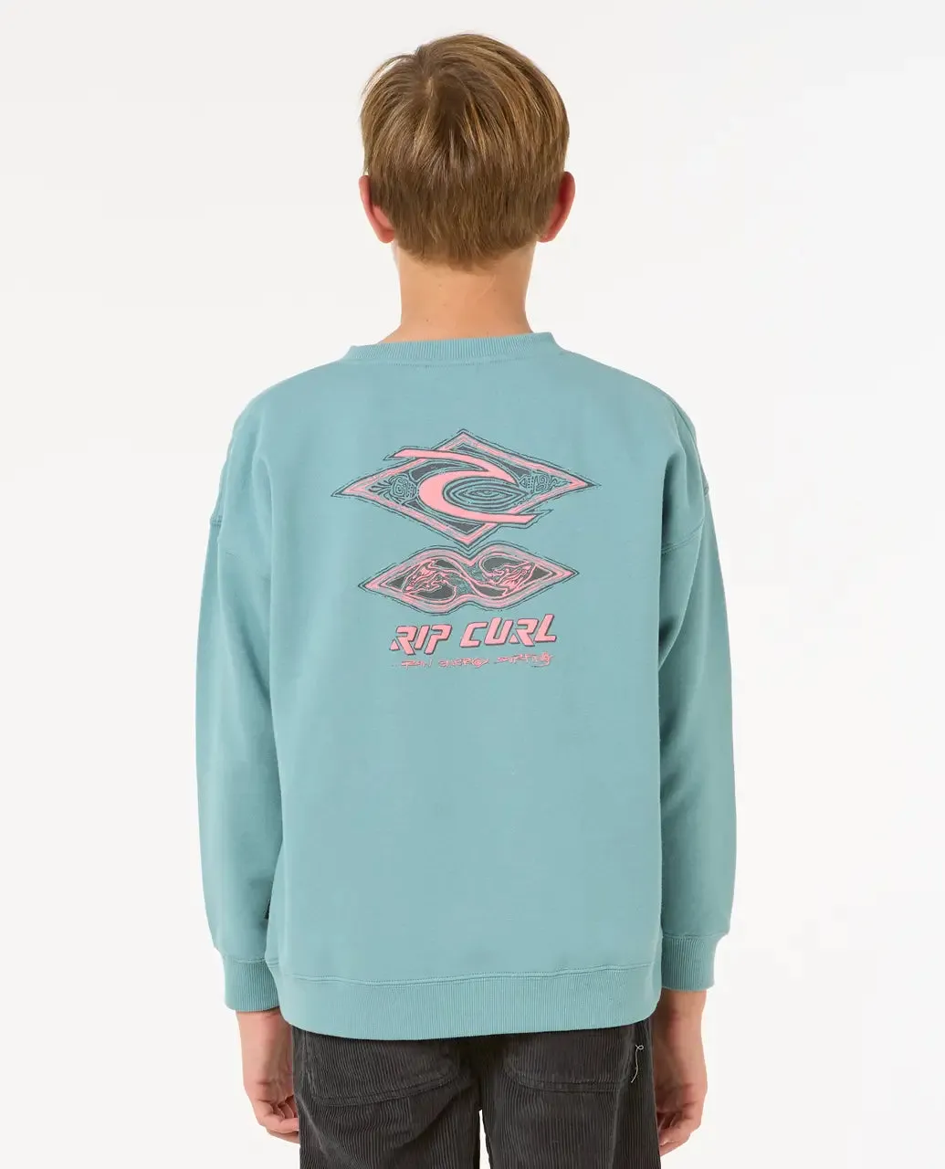 Boys Raw Energy Crew Sweatshirt in Blue Lagoon