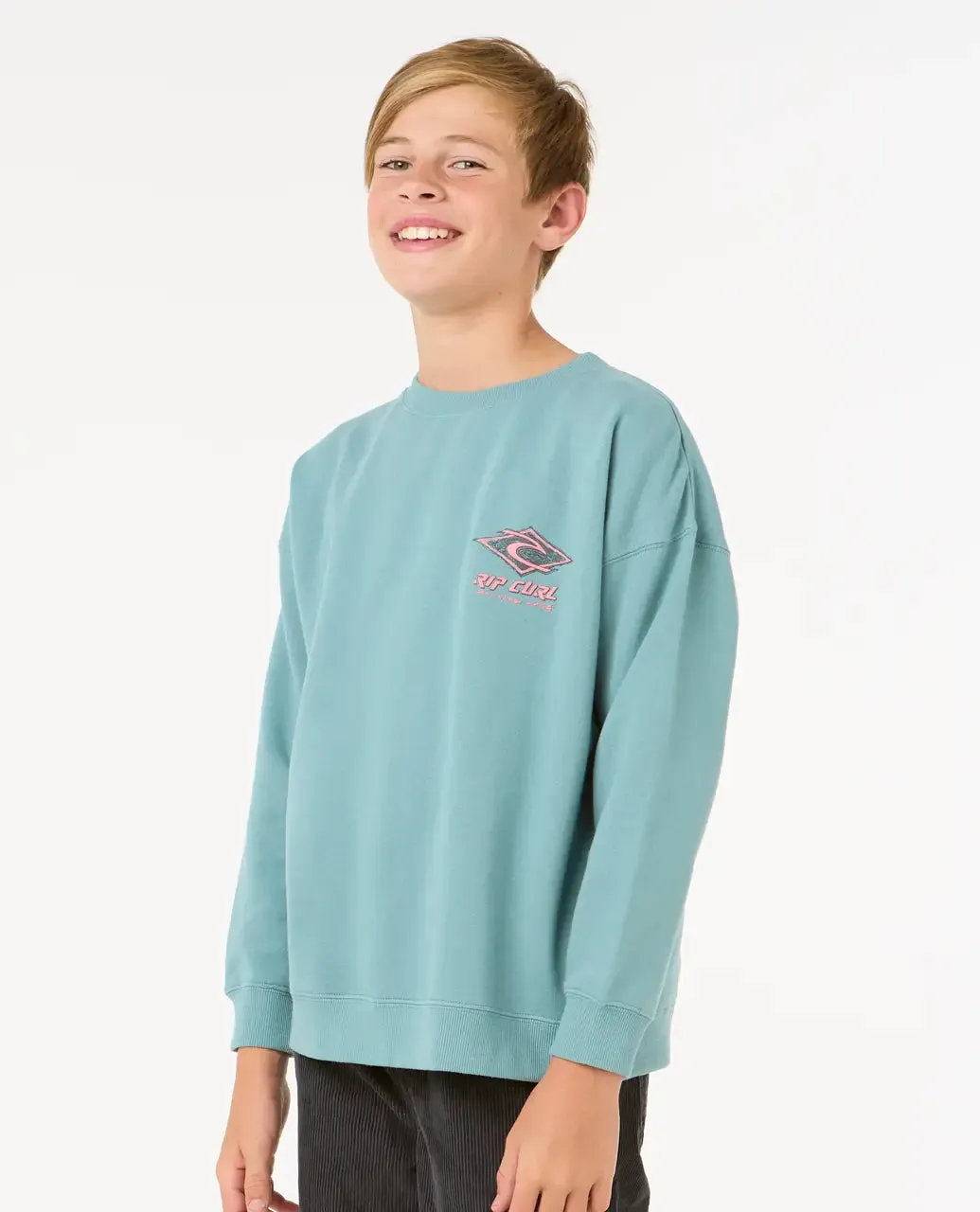 Boys Raw Energy Crew Sweatshirt in Blue Lagoon
