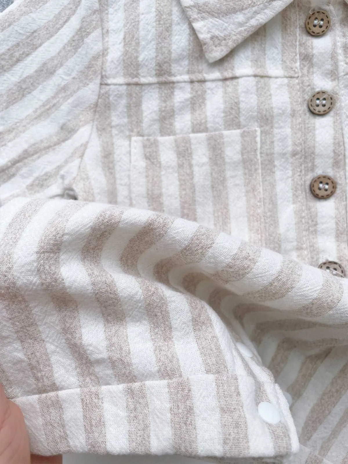 Button Front Striped Romper
