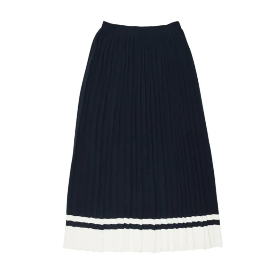 Coco Blanc Navy/Ivory Accordion Pleated Skirt