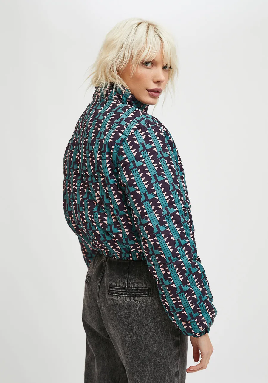 Compania Fantastica Purple Robot Print Puffer Jacket