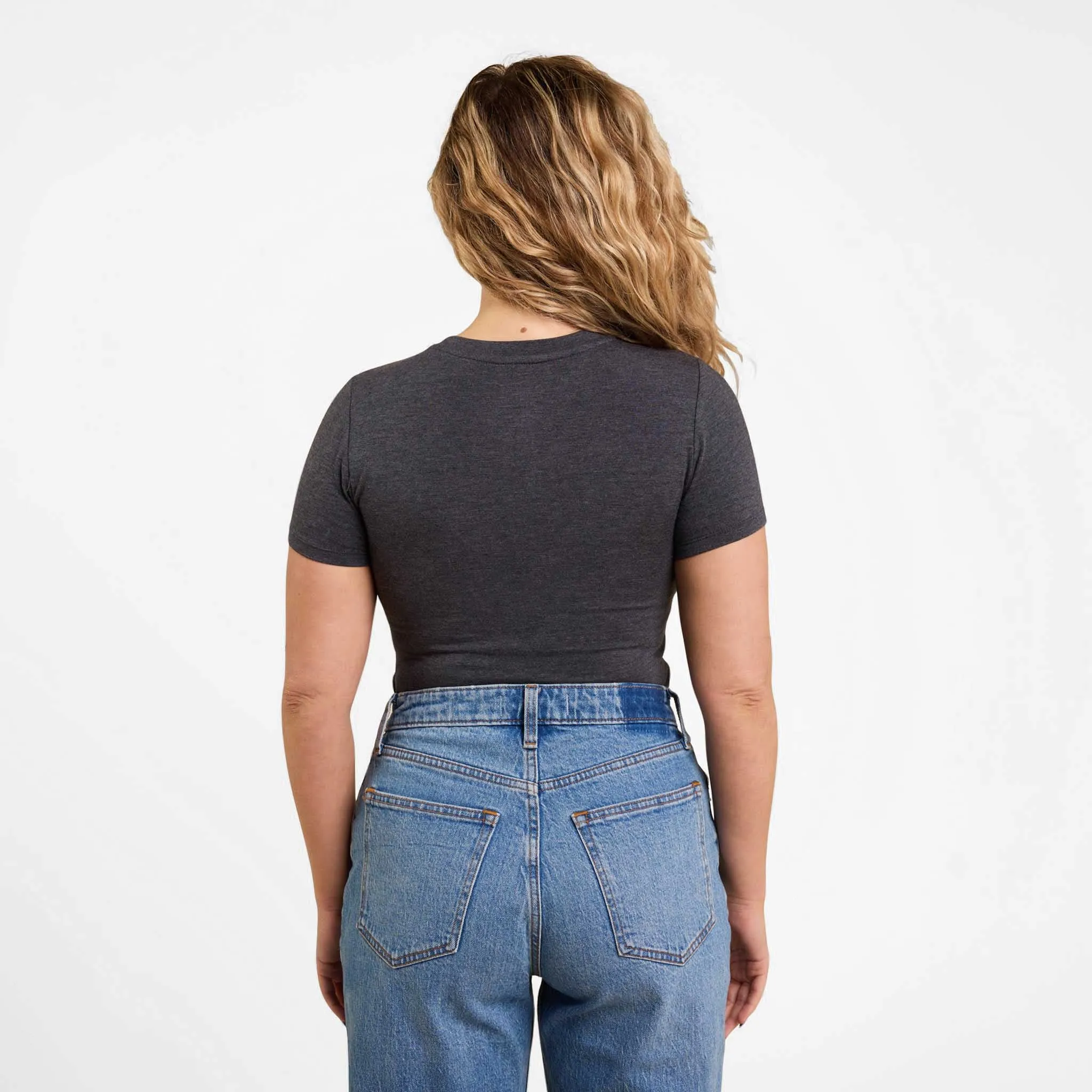 Cotton Stretch Short Sleeve Crewneck Bodysuit | Heather Charcoal