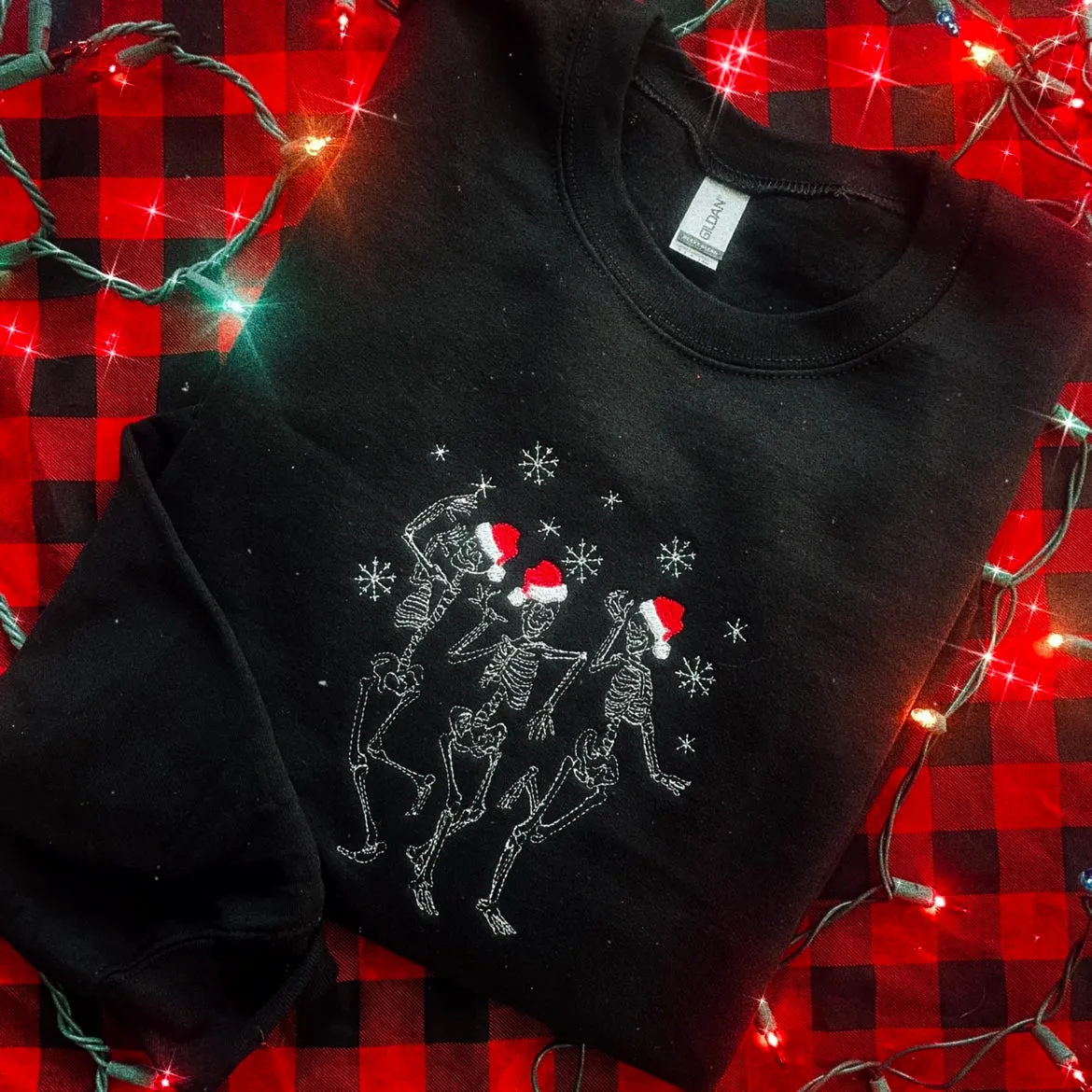 Dancing Skelly Santas Crewneck Sweatshirt