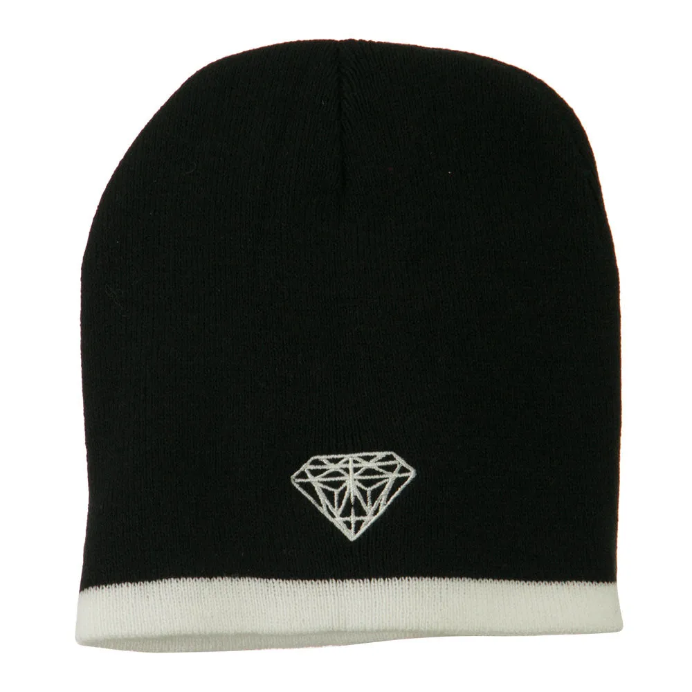 Diamond Embroidered Short Beanie