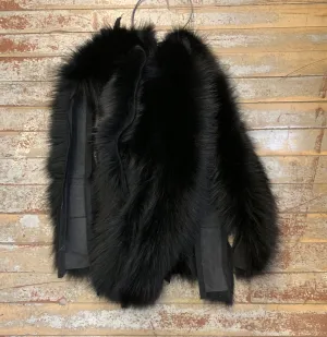 Dyed Blue Fox Hood Ruff - Quality #1-25-26in-black