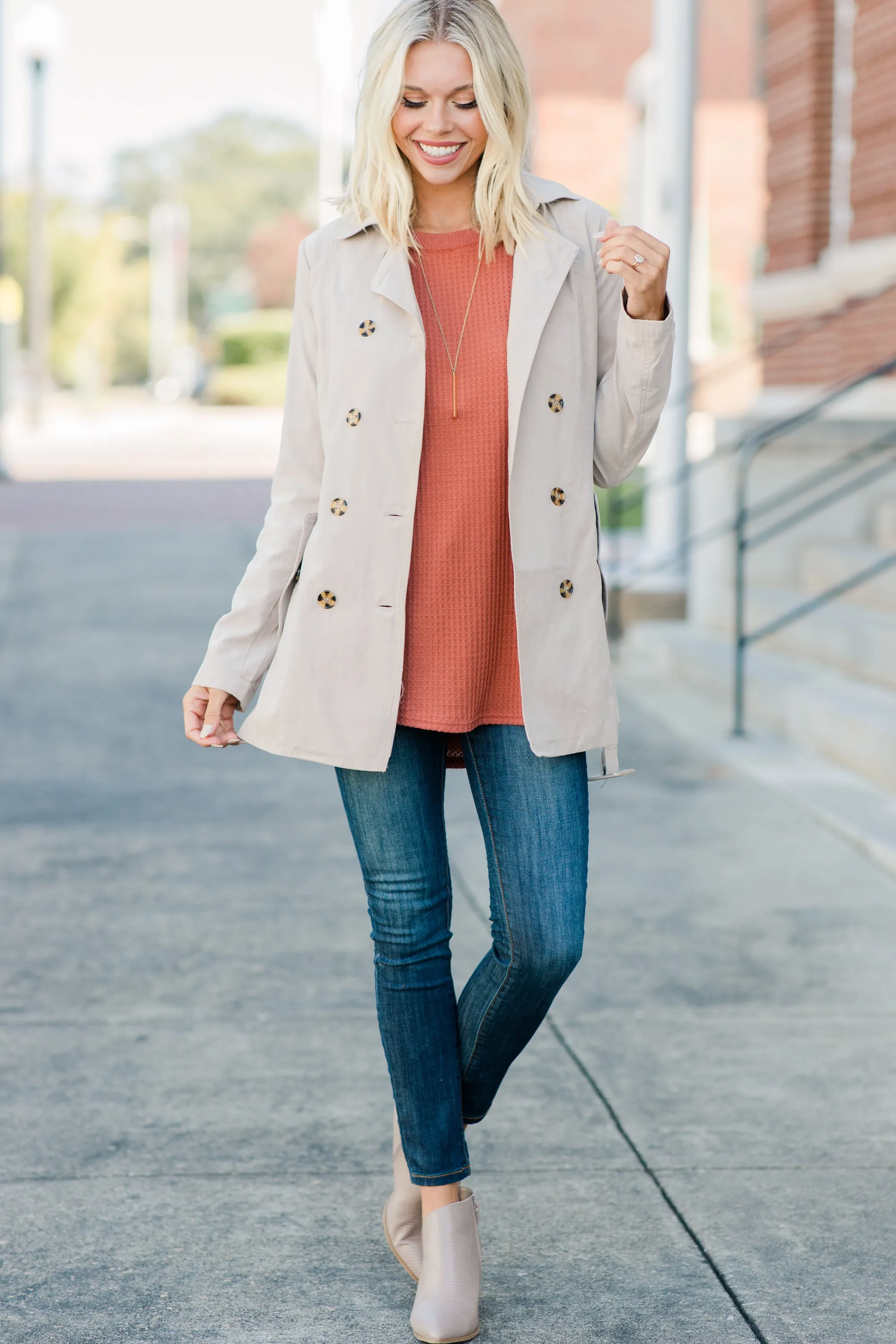 Easy Like Sunday Rust Orange Waffle Tunic