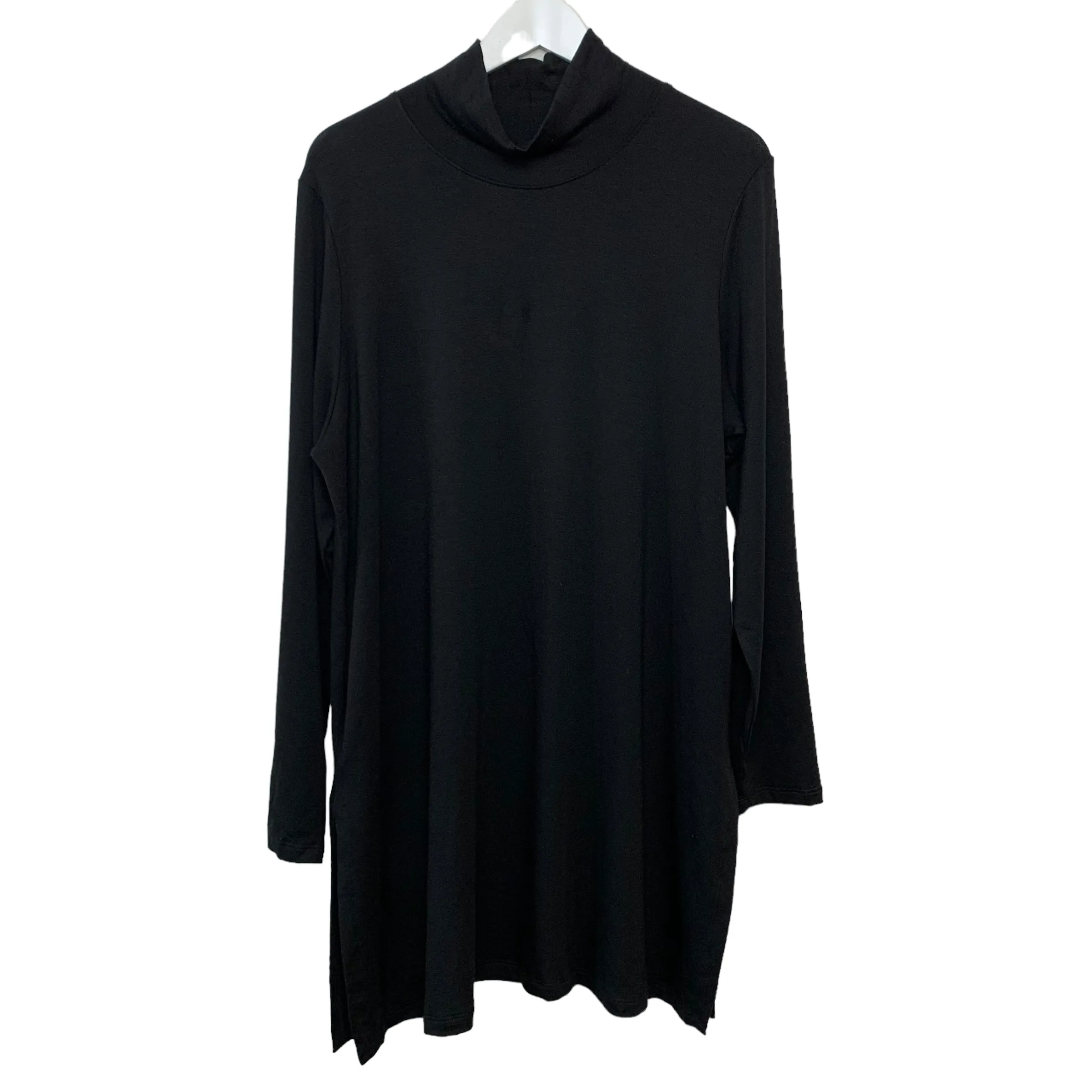 Eileen Fisher Black Scrunch Neck Turtleneck Tunic Top XL