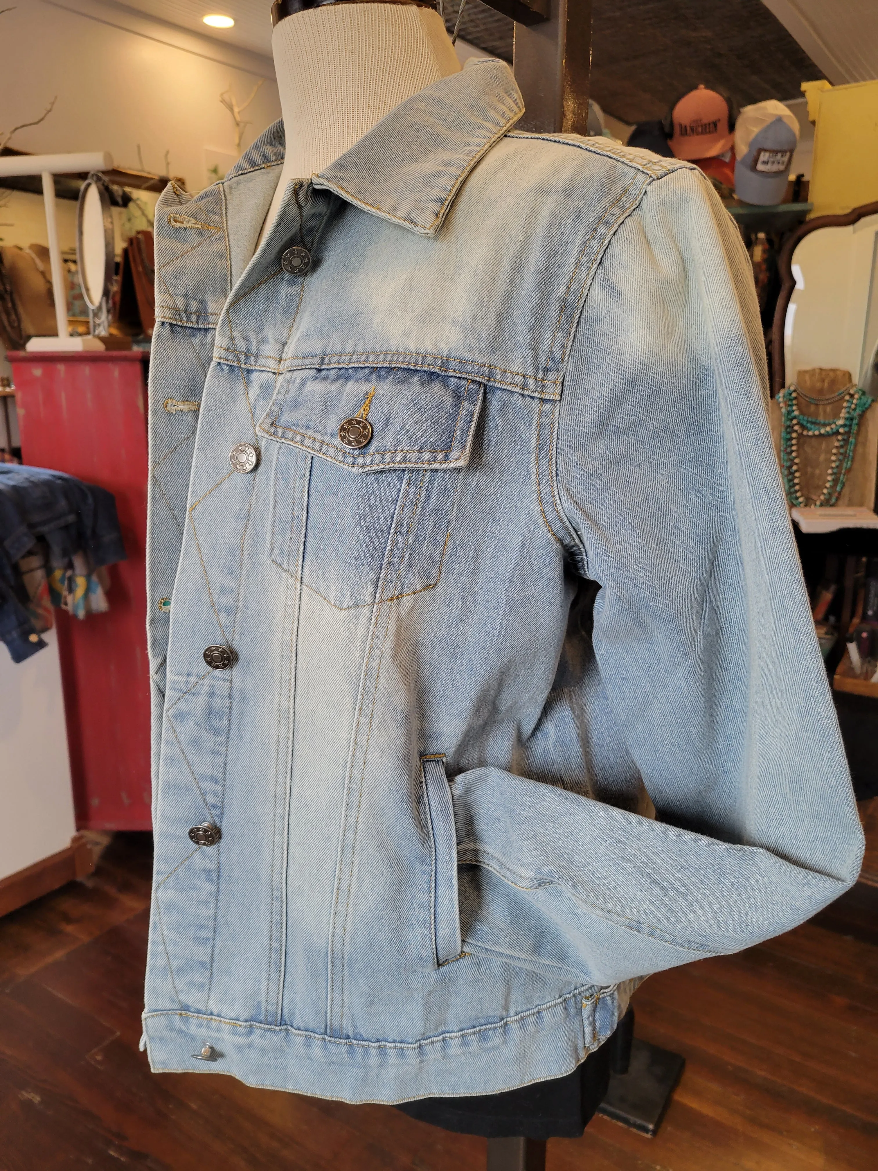 Embroidered Light Denim Jacket