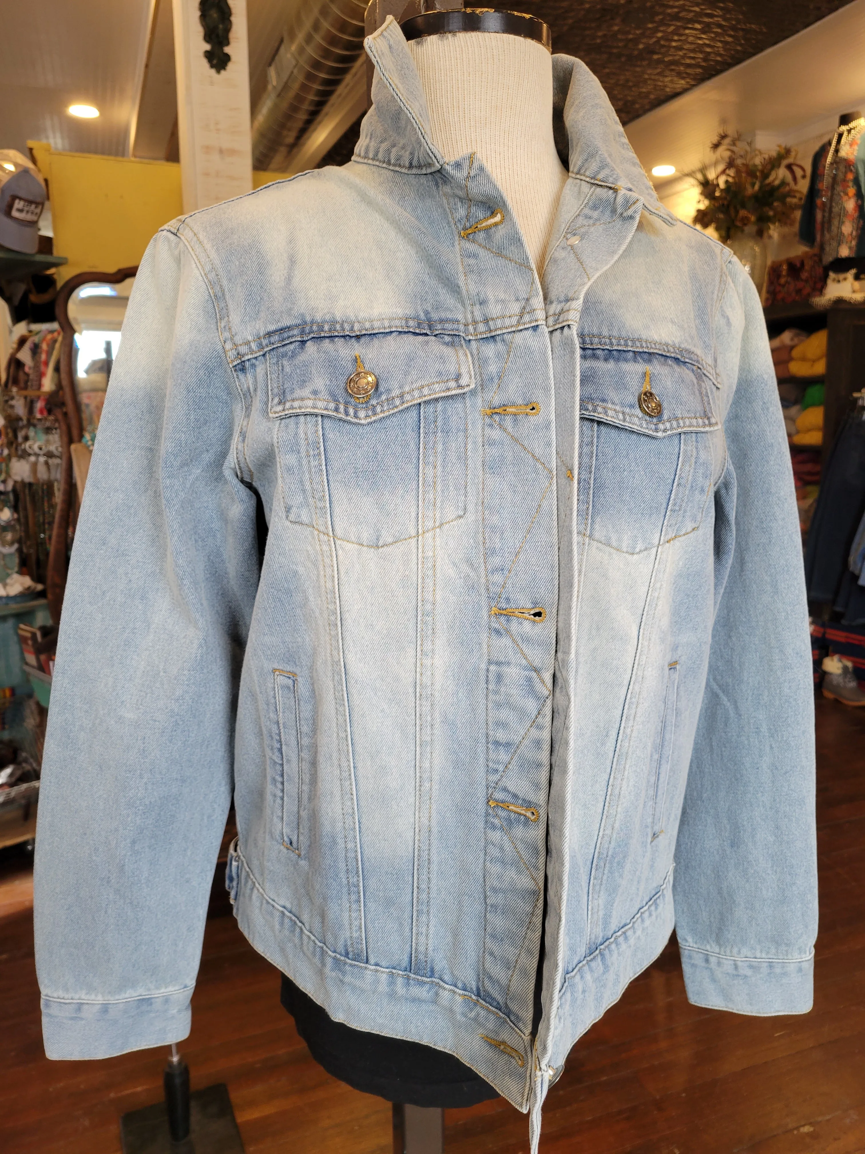 Embroidered Light Denim Jacket