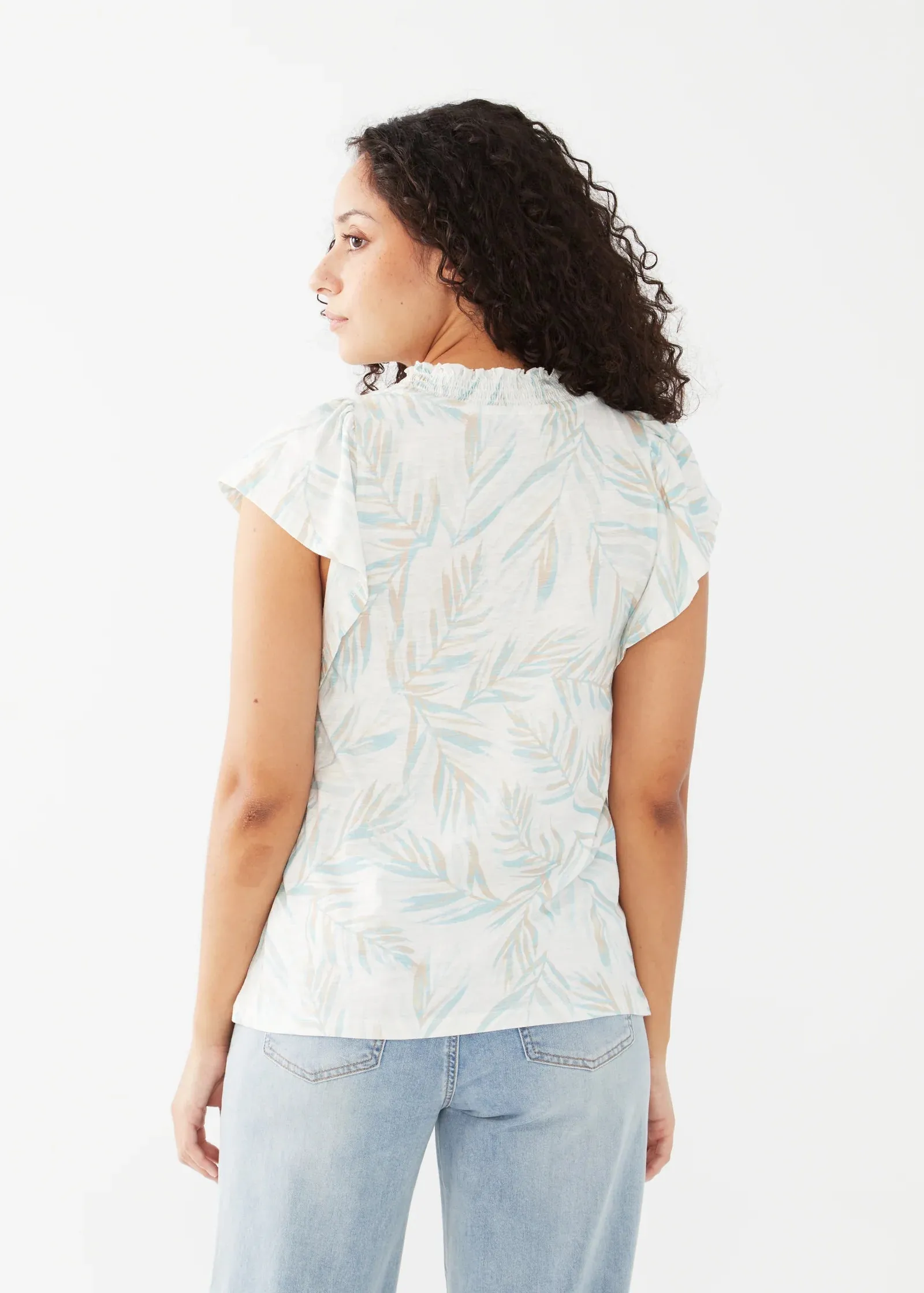 FDJ Flutter Sleeve Printed Palm Top