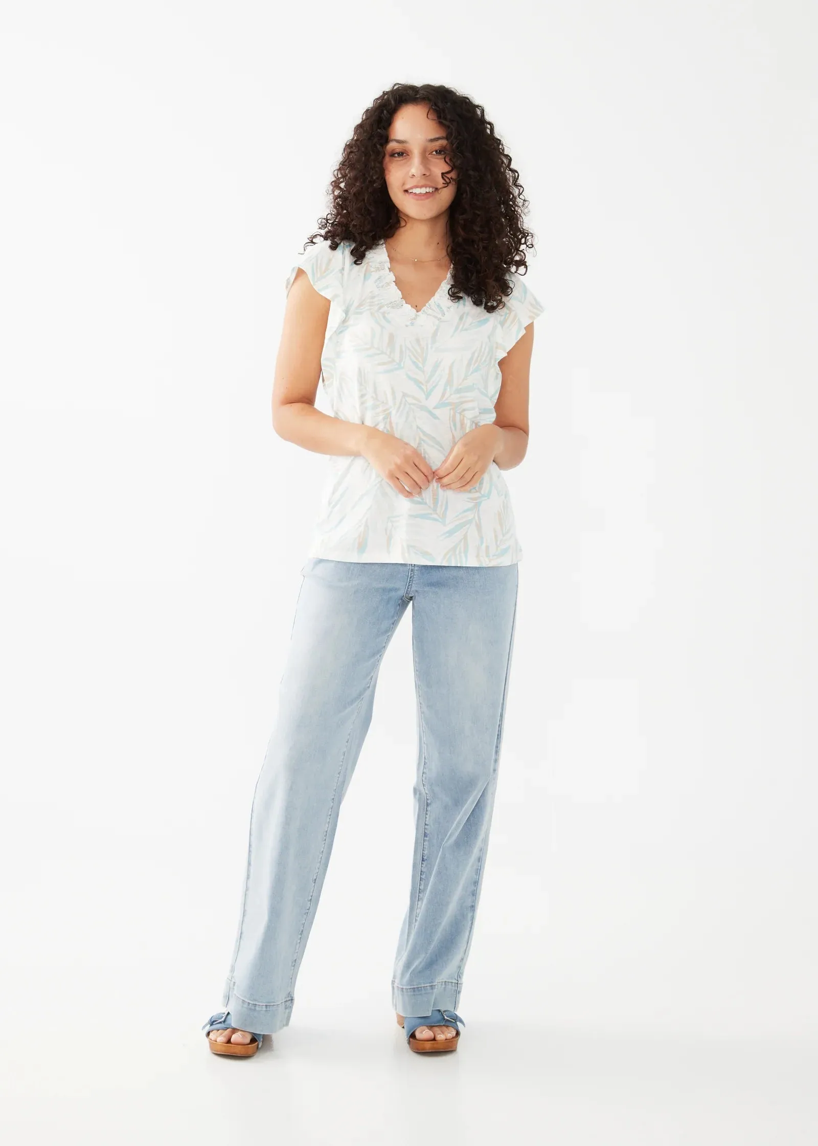 FDJ Flutter Sleeve Printed Palm Top
