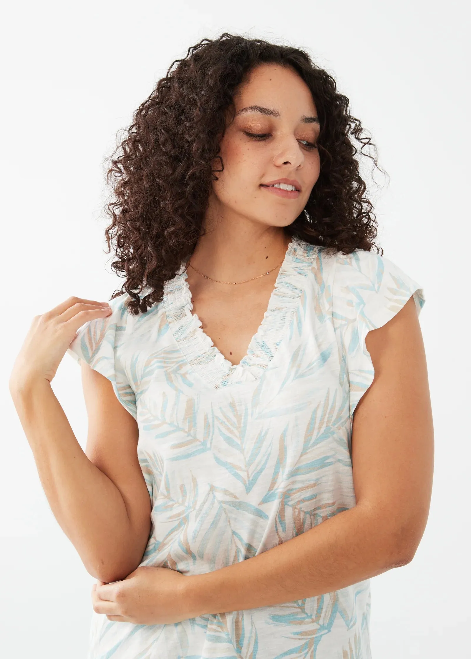 FDJ Flutter Sleeve Printed Palm Top