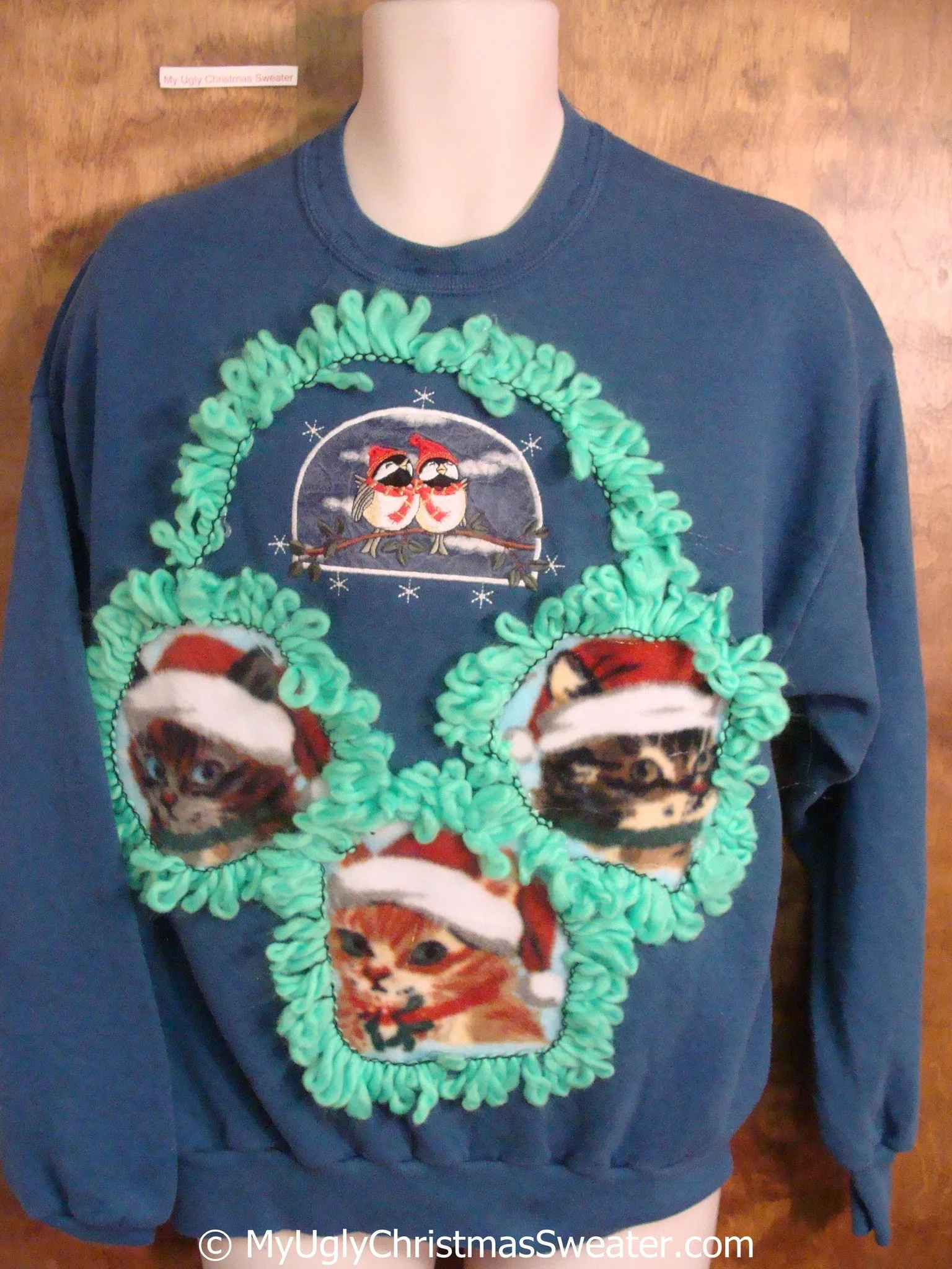 Festive Cat Trio Tacky Christmas Sweatshirt