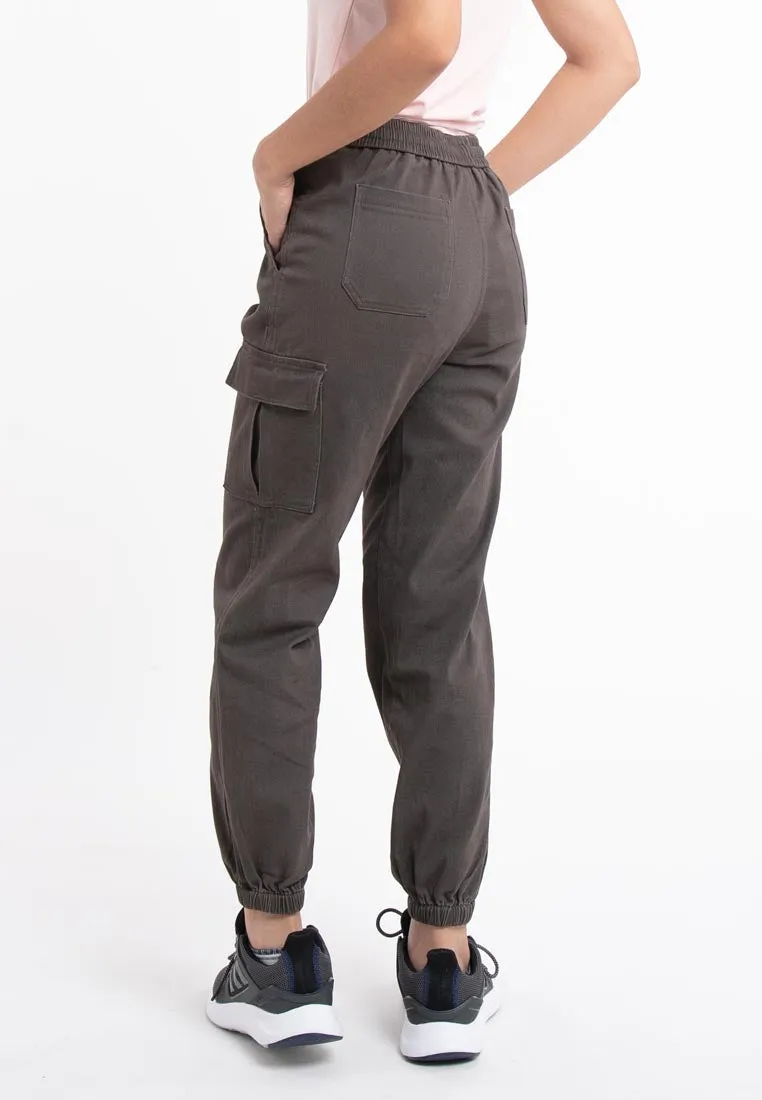 Forest Ladies Cotton Twill Elastic Waist Cargo Pants Women Jogger Long Pants | Seluar Cargo Perempuan  - 810442