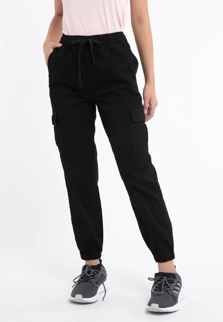 Forest Ladies Cotton Twill Elastic Waist Cargo Pants Women Jogger Long Pants | Seluar Cargo Perempuan  - 810442