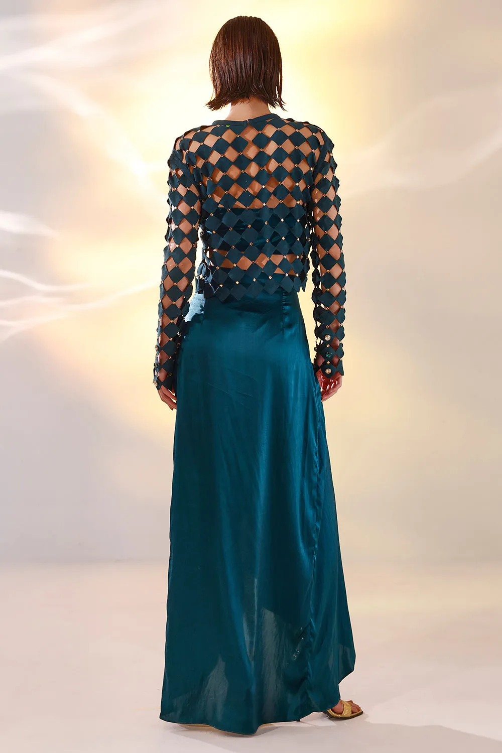 Green pleated skirt