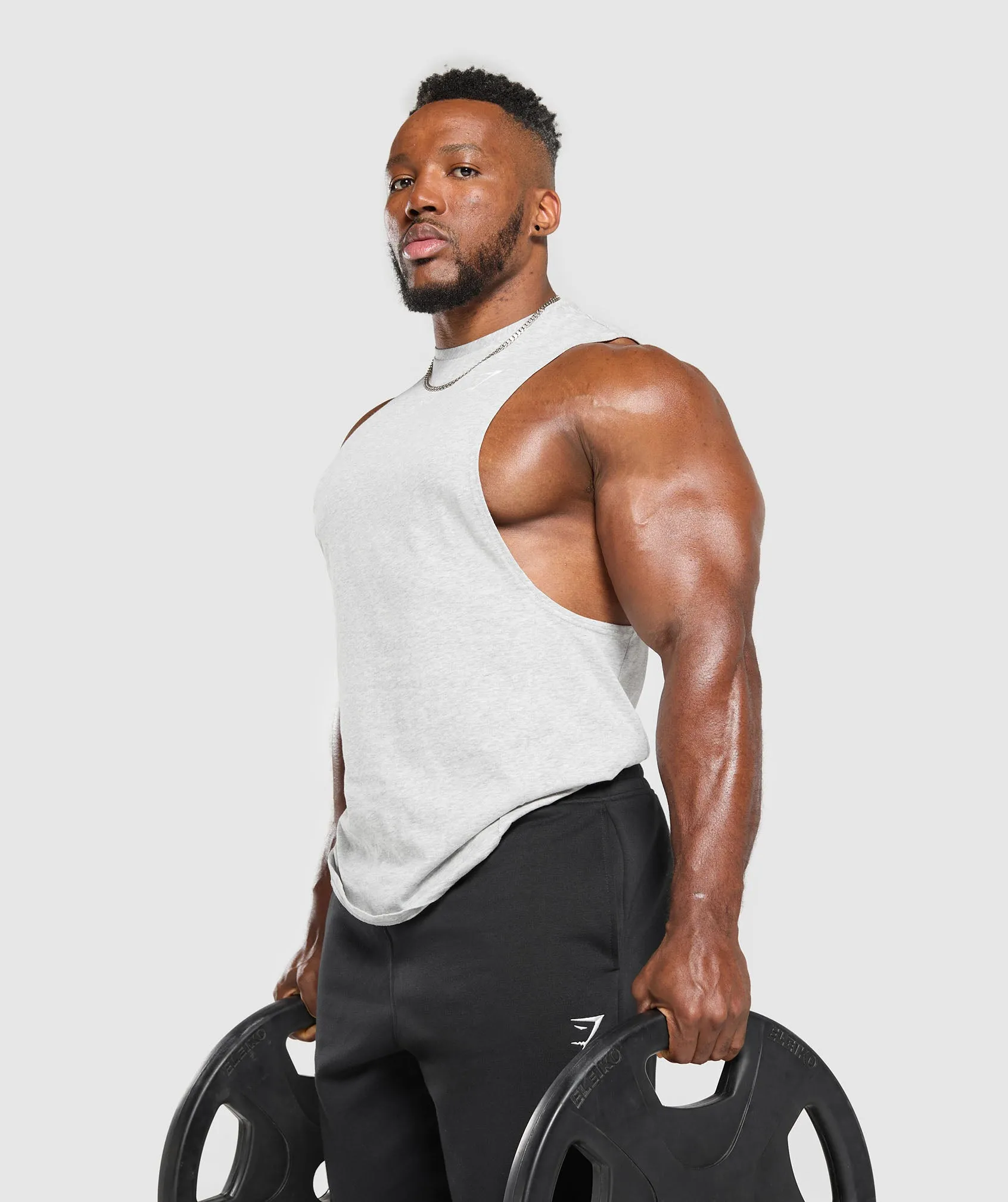 Gymshark React Drop Arm Tank - Light Grey Core Marl