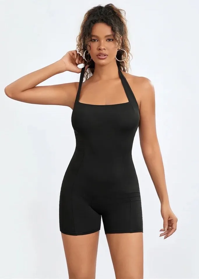 Halter Backless Unitard Romper