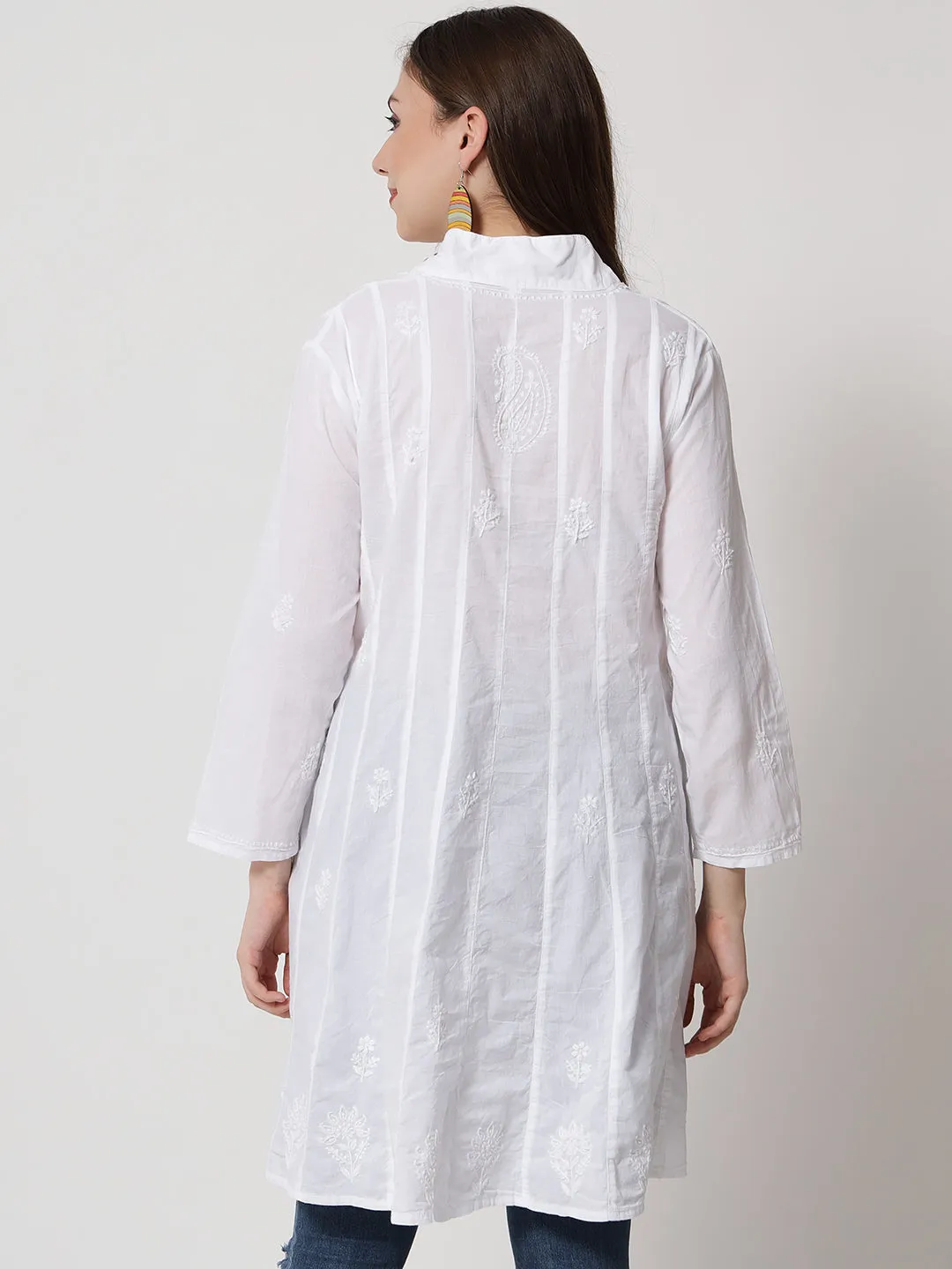 Hand Embroidered Women  Chikankari Cotton Tunic-PC1974
