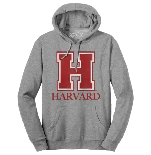 Harvard University H Logo Hooded Sweatshirt - Oxford Gray