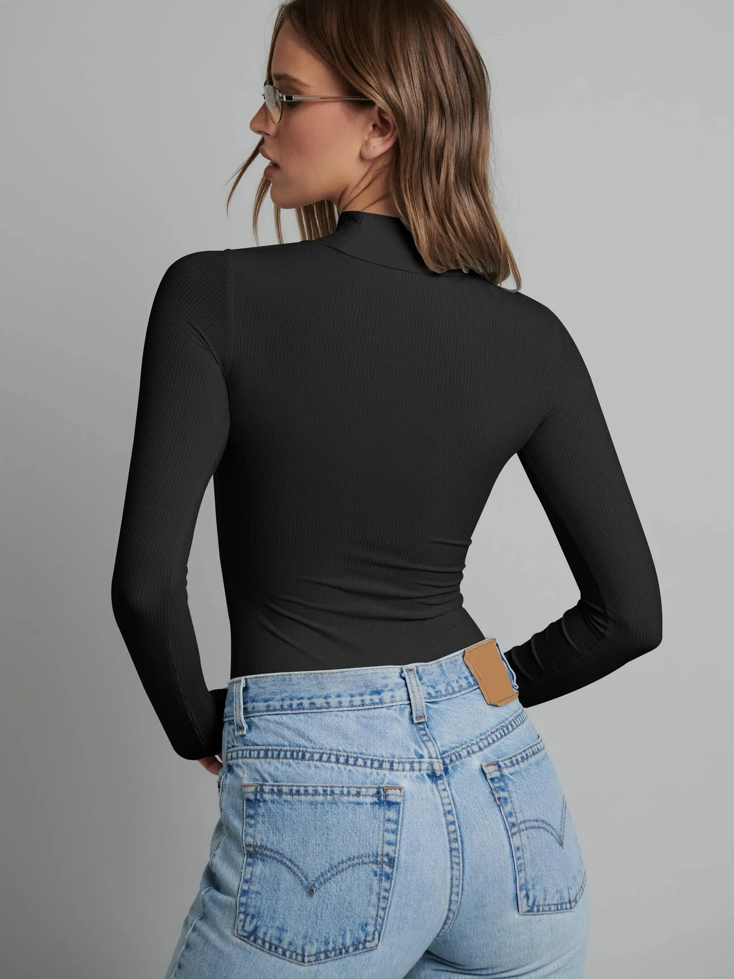 Hollow Out O Neck Long Sleeve Bodysuit