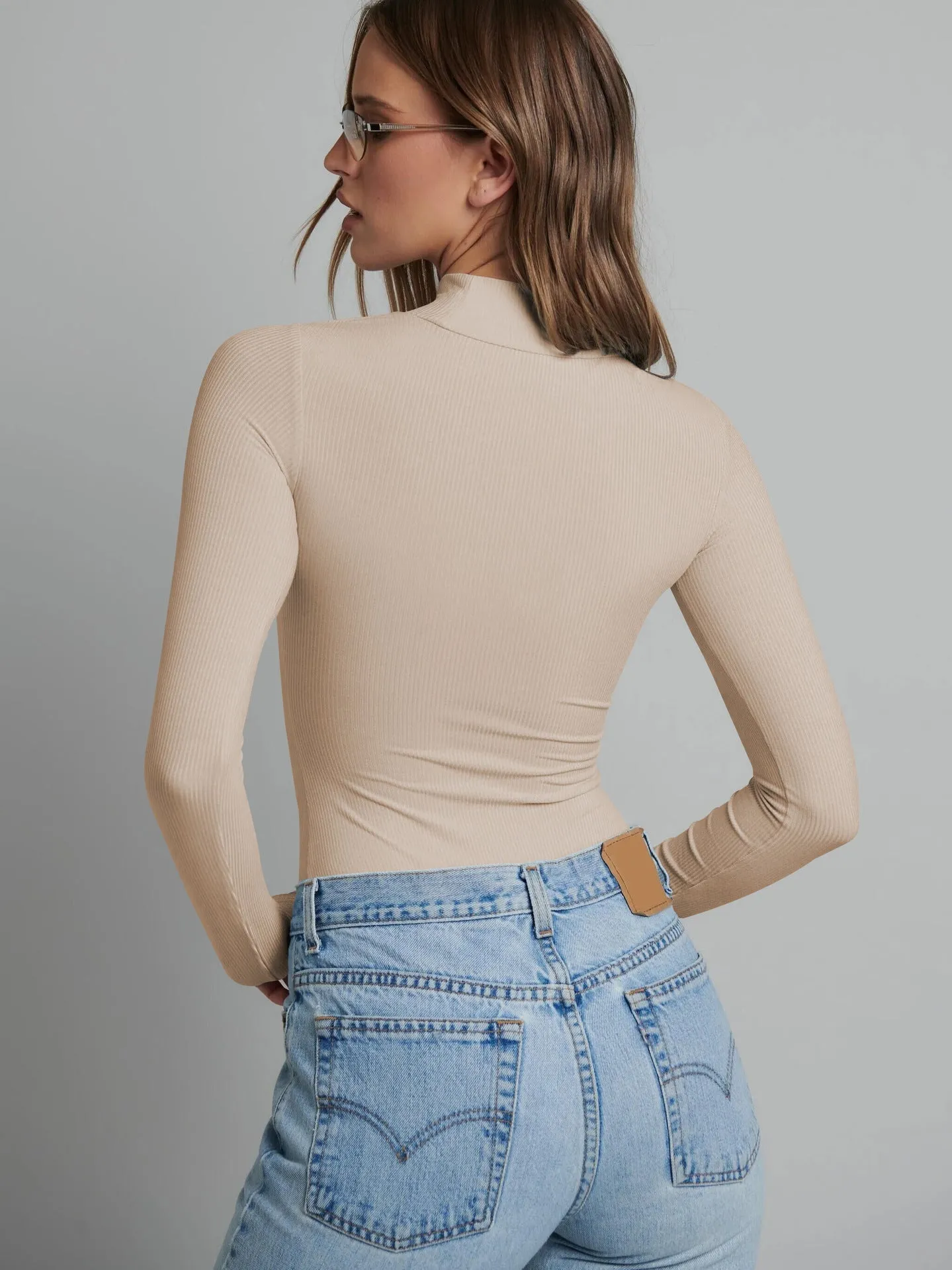 Hollow Out O Neck Long Sleeve Bodysuit
