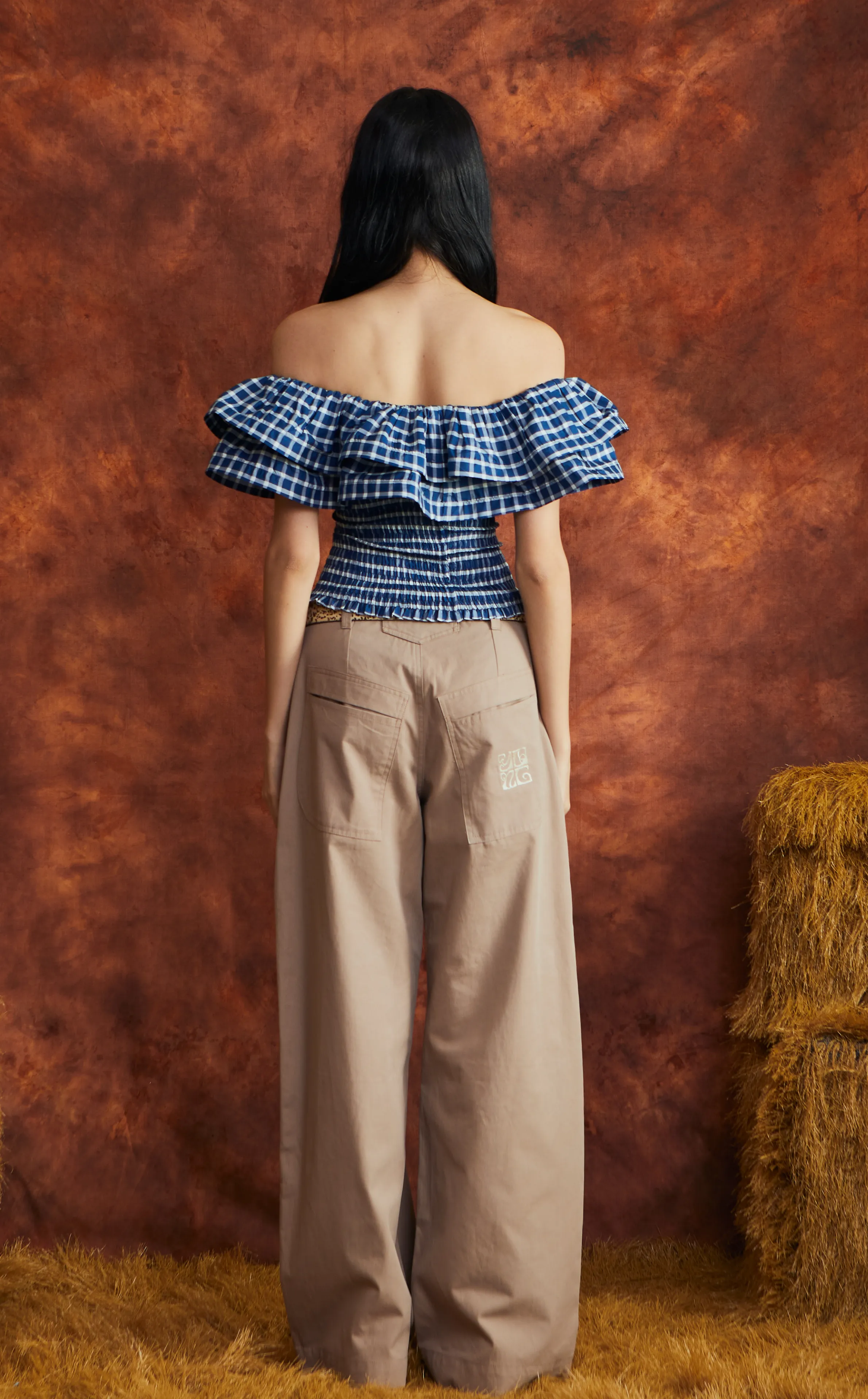 IBIZA TOP -  BLUE GINGHAM