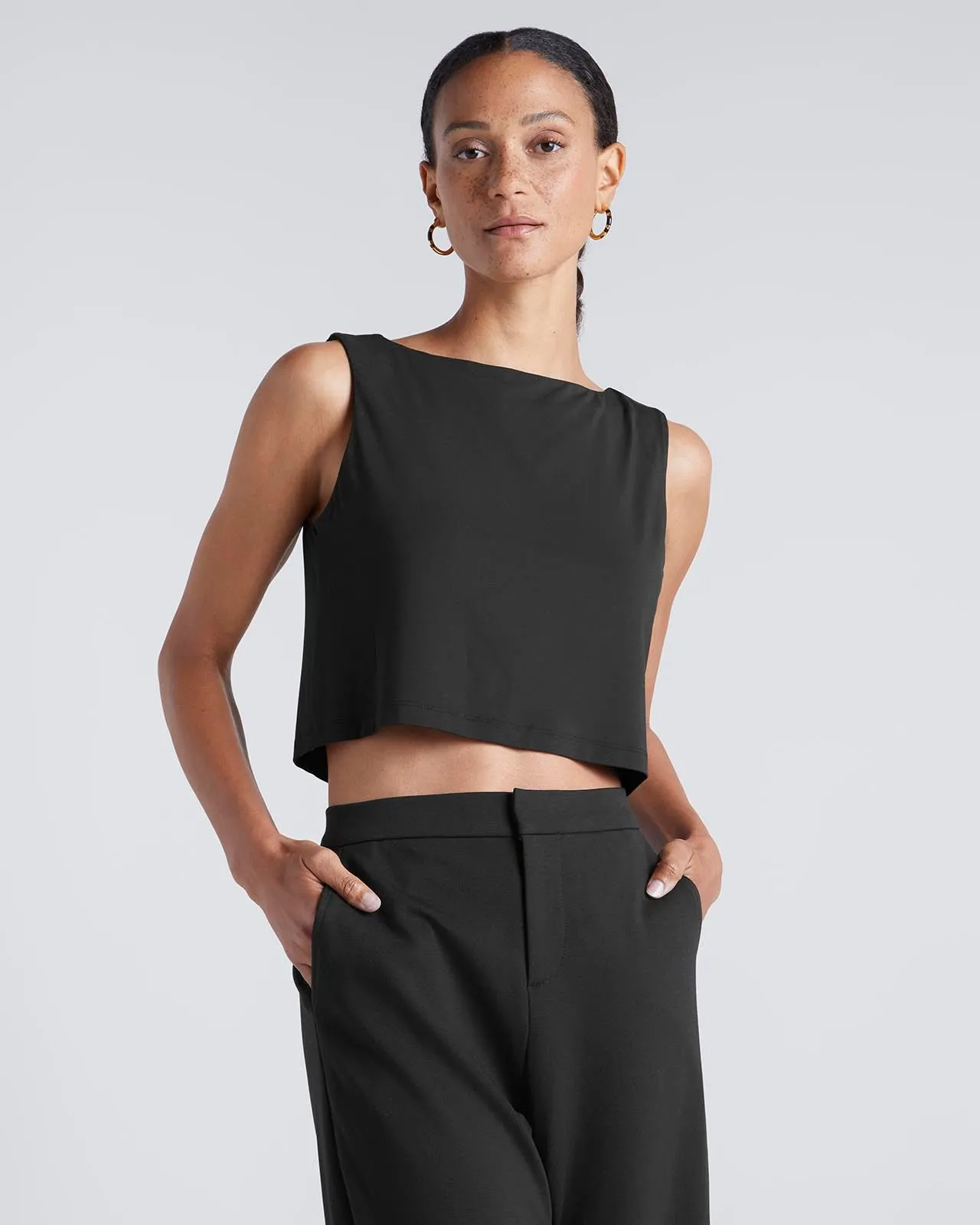 Kate Young x Splendid Silk-Modal Cropped Tank