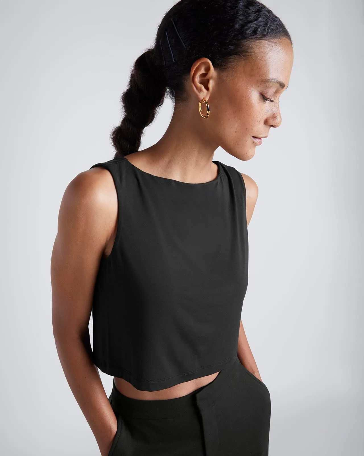 Kate Young x Splendid Silk-Modal Cropped Tank