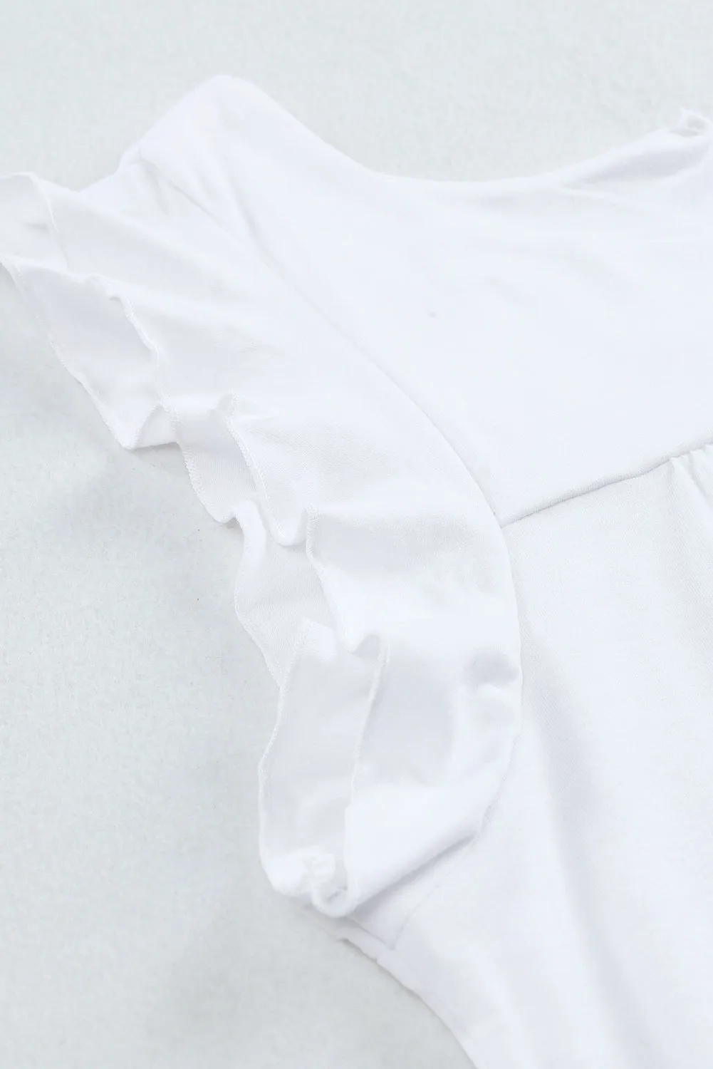 Keyhole Back Ruffled Sleeveless Top