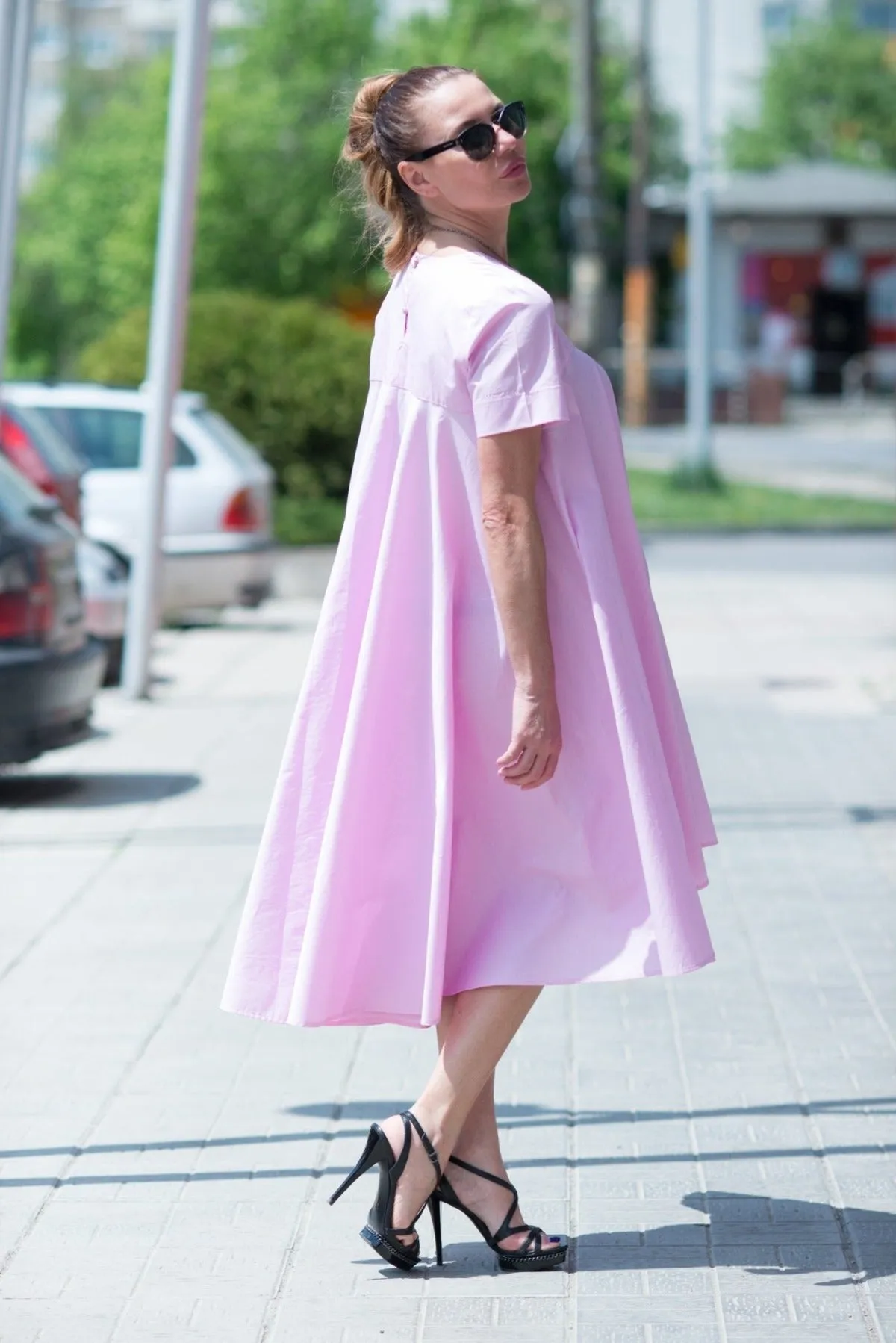KOSARA Baby Pink Summer Maxi Dress