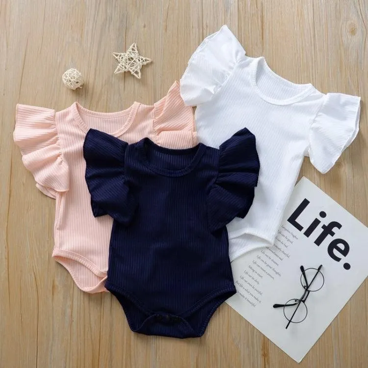 Lace Sleeve Baby Romper with Concealed Buckle Closure