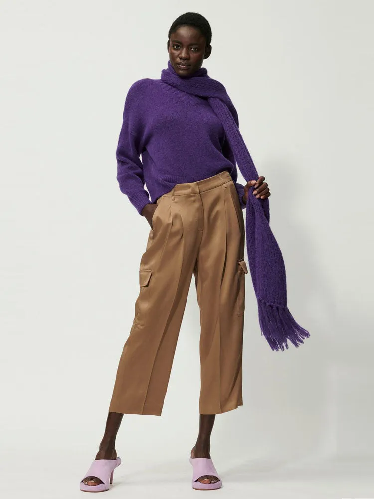 Luisa Cerano Satin Cargo Pants Miso