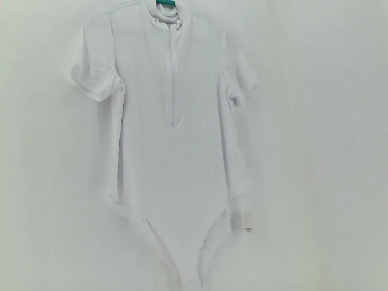 MANGOTOP Women's White Zipper Bodysuit - XX-Large