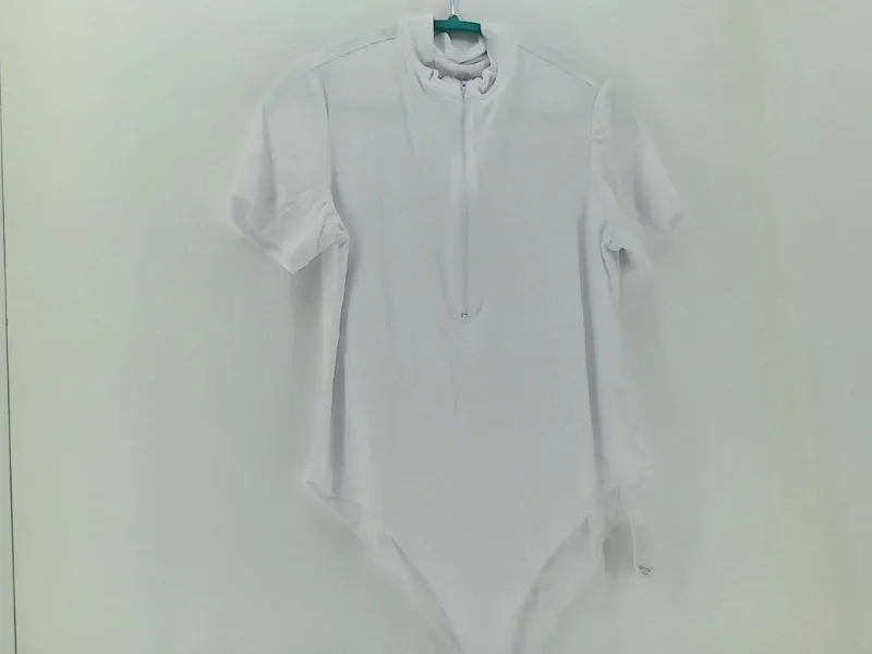 MANGOTOP Women's White Zipper Bodysuit - XX-Large