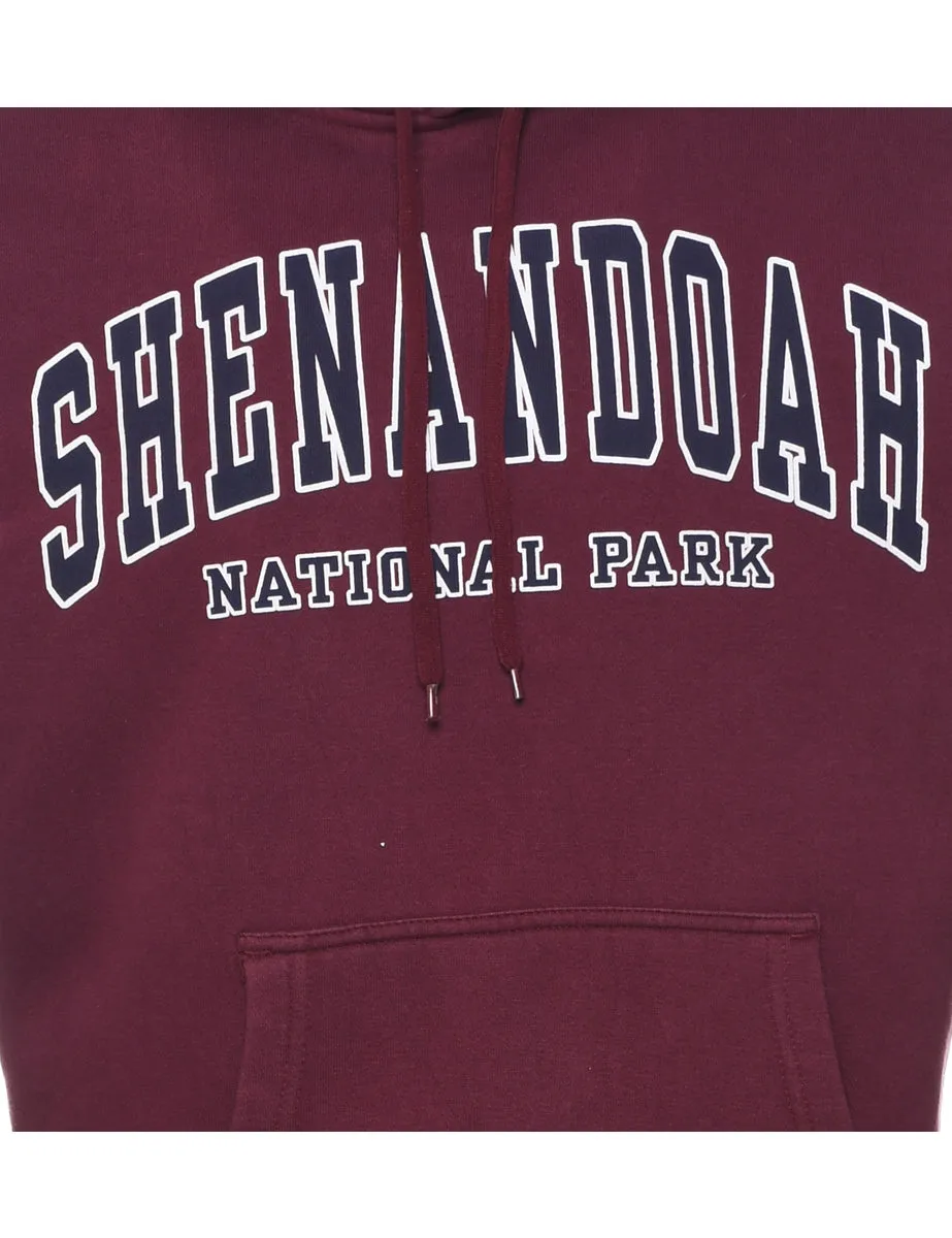 Maroon & Black Embroidered Hoodie - S