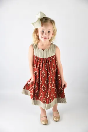 Maroon Sleeveless Dress with Pin Stripe Detail