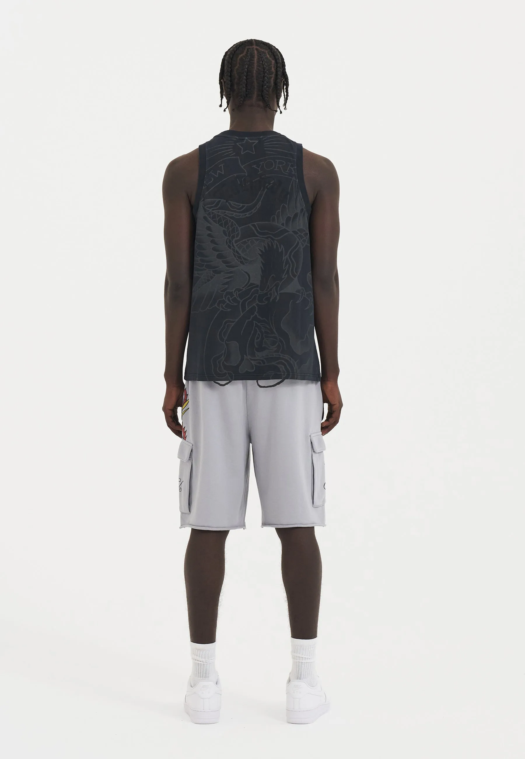 Mens Eagle & Snake Battle Tank Top Vest - Black