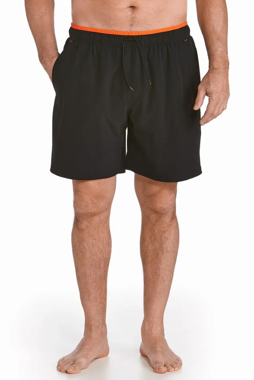 Men's Kahuna Swimming Shorts  |  Black Mercury Piping