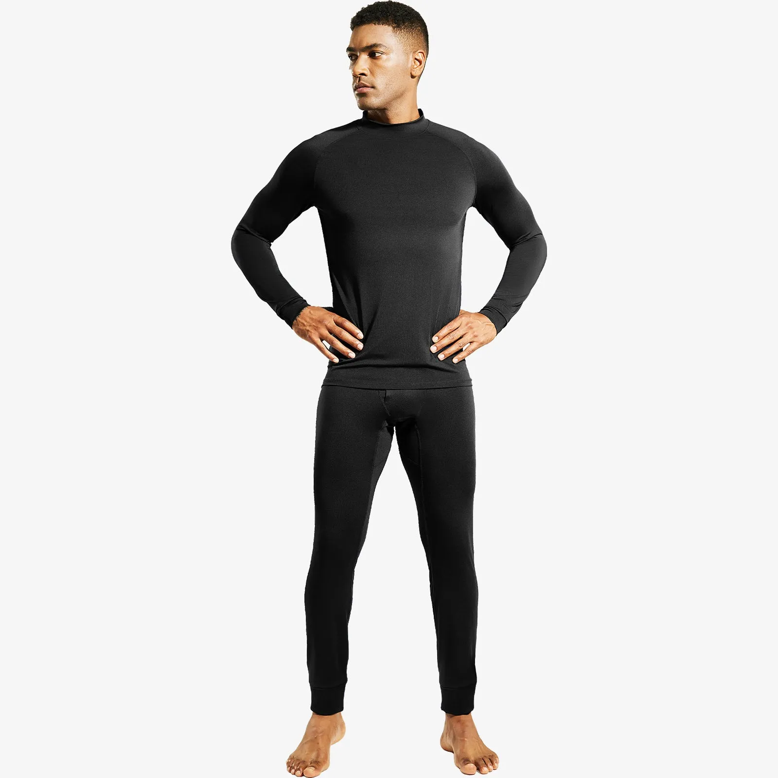 Men's Long Sleeve Mock Turtleneck Base Layer Workout Top
