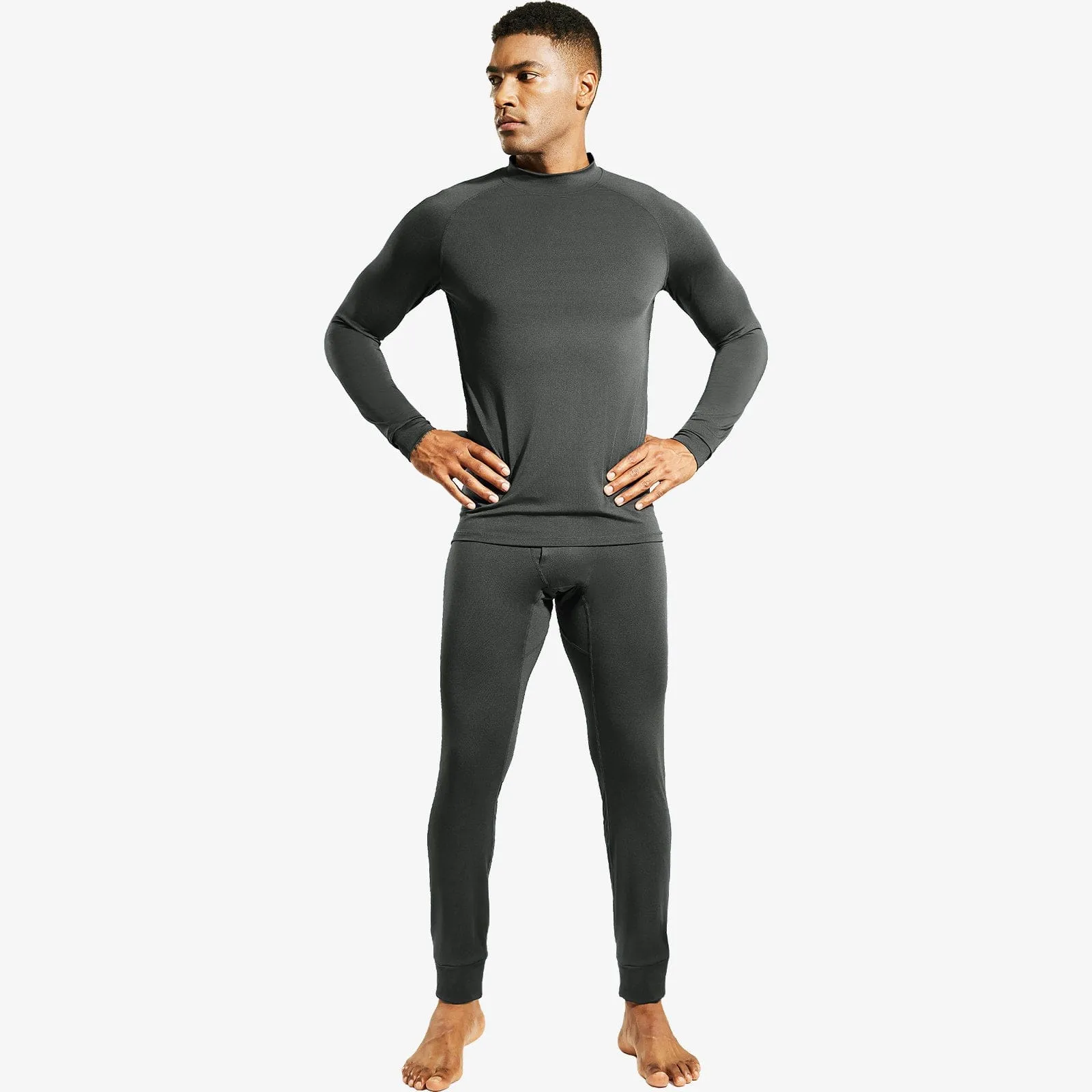 Men's Long Sleeve Mock Turtleneck Base Layer Workout Top